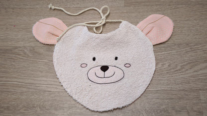 bavaglino a forma di musetto di orso rosa