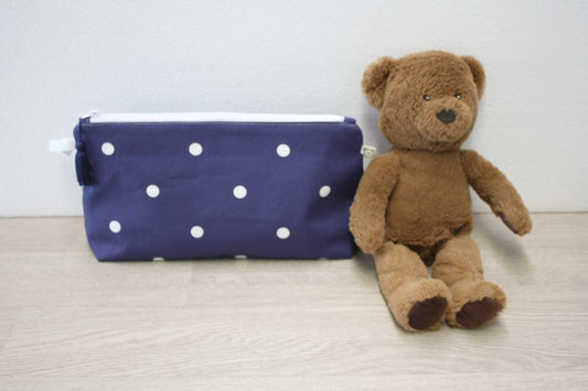 Beauty case portatutto – personalizzabile – coordinabile con fasciatoio - Pois - Blu