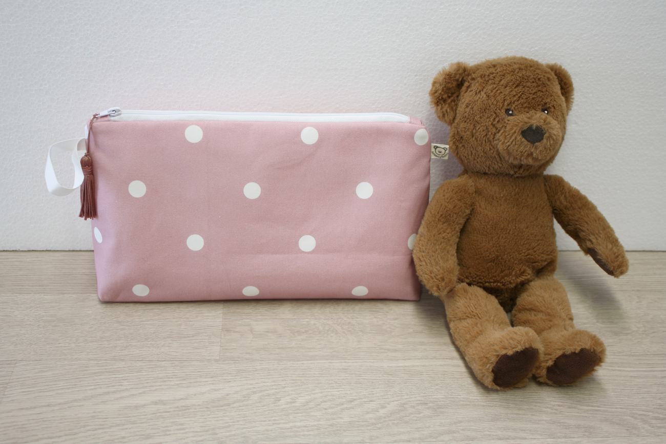 Beauty case portatutto – personalizzabile – coordinabile con fasciatoio - Pois - rosa