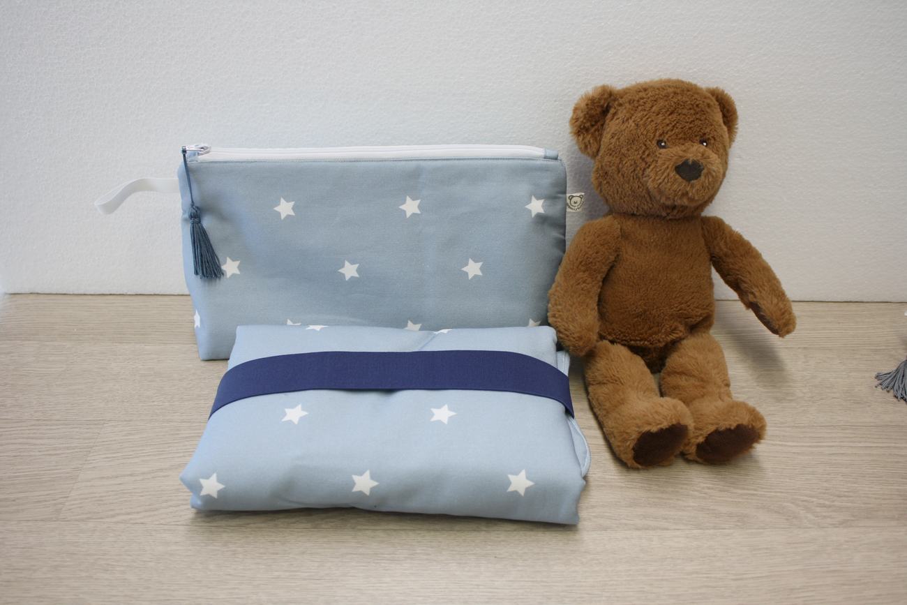 Beauty case portatutto – personalizzabile – coordinabile con fasciatoio - Stelline - azzurro