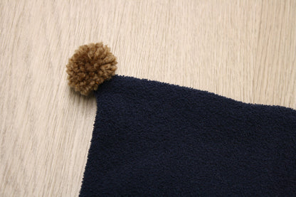 Berretto in felpa blu con pon pon cammello - stella oro glitter 9-12 mesi