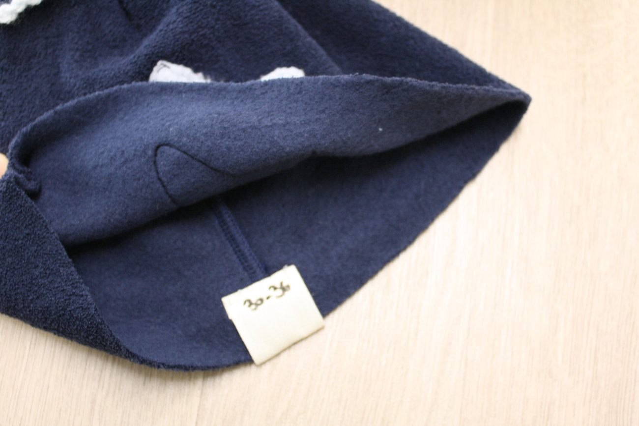 Berretto in felpa boucle blu con fiocchetto - stella