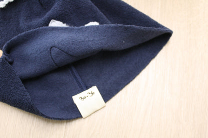 Berretto in felpa boucle blu con fiocchetto - stella