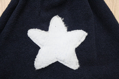 Berretto in felpa boucle blu con fiocchetto - stella