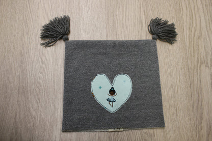 Berretto in felpa grigia glitter con nappine - cuore in maglina con ballerine - taglia 18-24 mesi