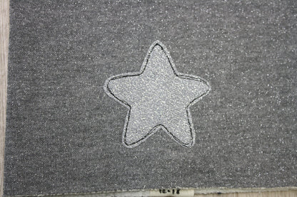 Berretto in felpa grigia glitter con nappine grigie - stellina argento - taglia 12-18 mesi