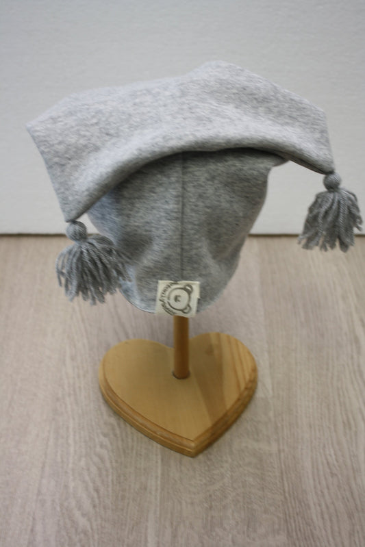 Berretto in felpa grigia con stellina Uccellini - taglia 3-5 anni