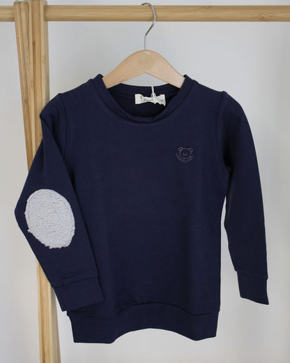 Felpa blu con toppe pelose - taglia 2-3 anni