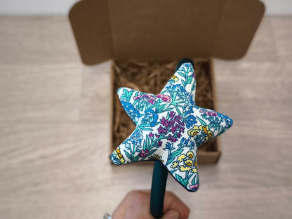 Cerchiello in raso blu con stellina a fiori