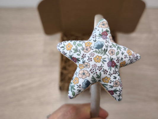 Cerchiello in raso beige con stellina a fiori