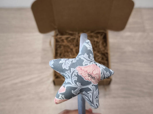 Cerchiello in raso grigio con stellina a fiori Liberty
