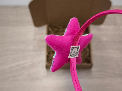 Cerchiello in raso fuxia con stellina a fiori