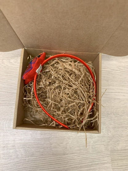 Cerchiello bambina Natale con Stella rossa tartan