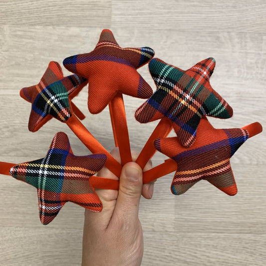 Cerchiello bambina Natale con Stella rossa tartan