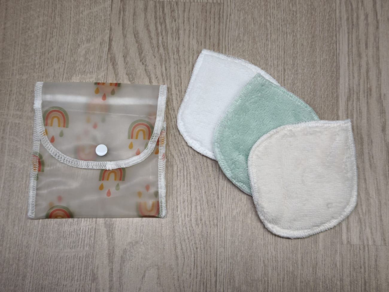 Set: 3 dischetti struccanti lavabili + bustina impermeabile trasparente