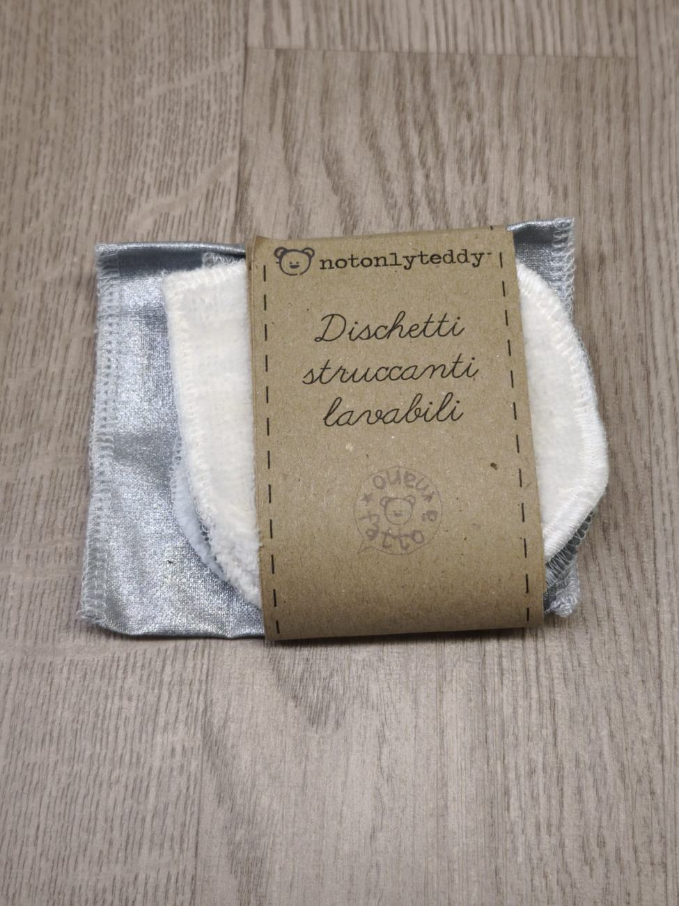 Set: 3 dischetti struccanti lavabili + bustina cerata argento