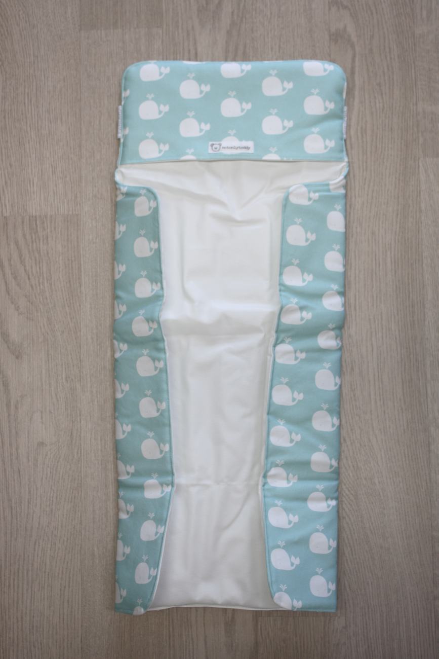 Fasciatoio portatile - Portapannolini verde acqua con balenine