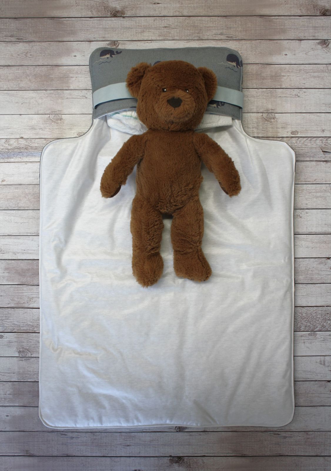 Fasciatoio portatile - Portapannolini blu jeans con piccole balene