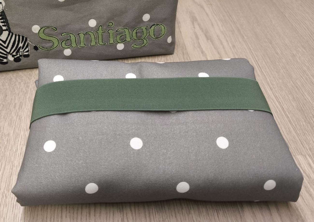 Fasciatoio portatile - Portapannolini grigio a pois con interno cerato animali