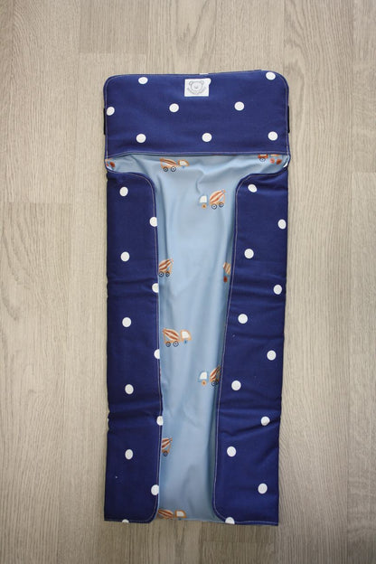Fasciatoio portatile - Portapannolini blu scuro a pois con interno cerato betoniere