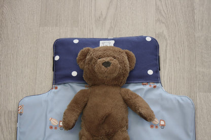 Fasciatoio portatile - Portapannolini blu scuro a pois con interno cerato betoniere