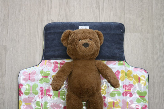 Fasciatoio da viaggio pieghevole con portapannolini – grigio scurissimo - interno farfalle – personalizzabile