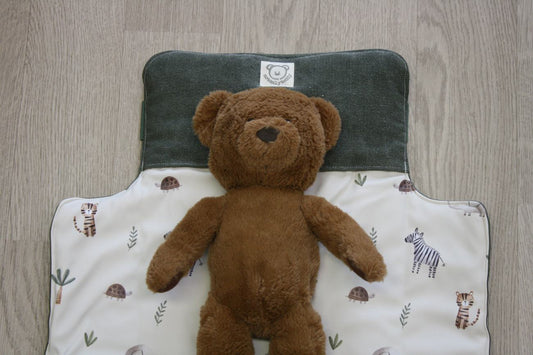 Fasciatoio da viaggio pieghevole con portapannolini – verde - interno animali – personalizzabile