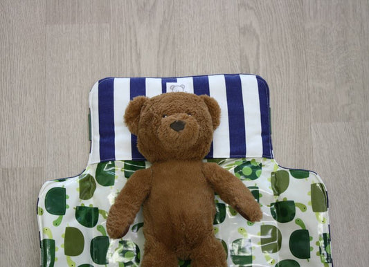 Fasciatoio portatile - Portapannolini a righe blu con interno cerato tartarughine