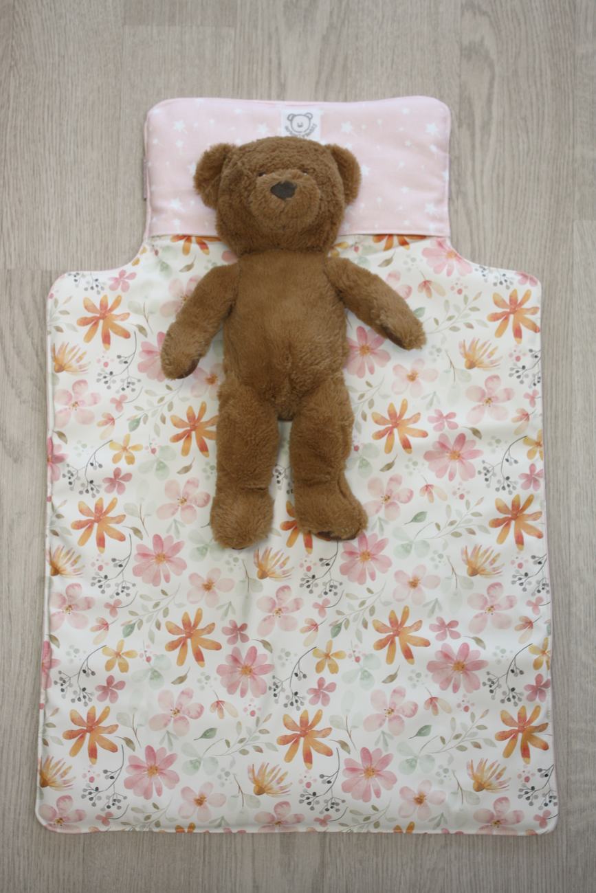 Fasciatoio da viaggio pieghevole portapannolini – Rosa bacchette magiche e fiori – personalizzabile