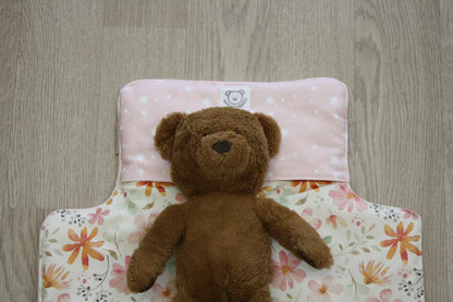 Fasciatoio da viaggio pieghevole portapannolini – Rosa bacchette magiche e fiori – personalizzabile