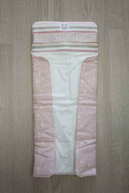 Fasciatoio da viaggio pieghevole con portapannolini – Rosa bacchette magiche – personalizzabile