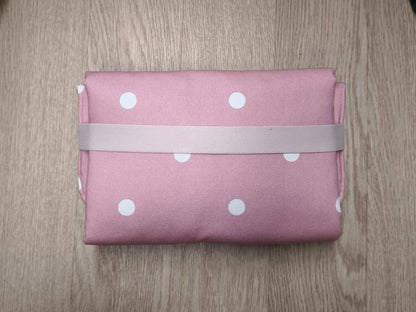 Fasciatoio da viaggio pieghevole con portapannolini – Rosa pois – animali - personalizzabile