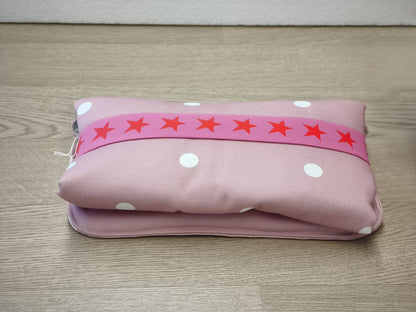 Fasciatoio da viaggio pieghevole con portapannolini – Rosa pois – personalizzabile