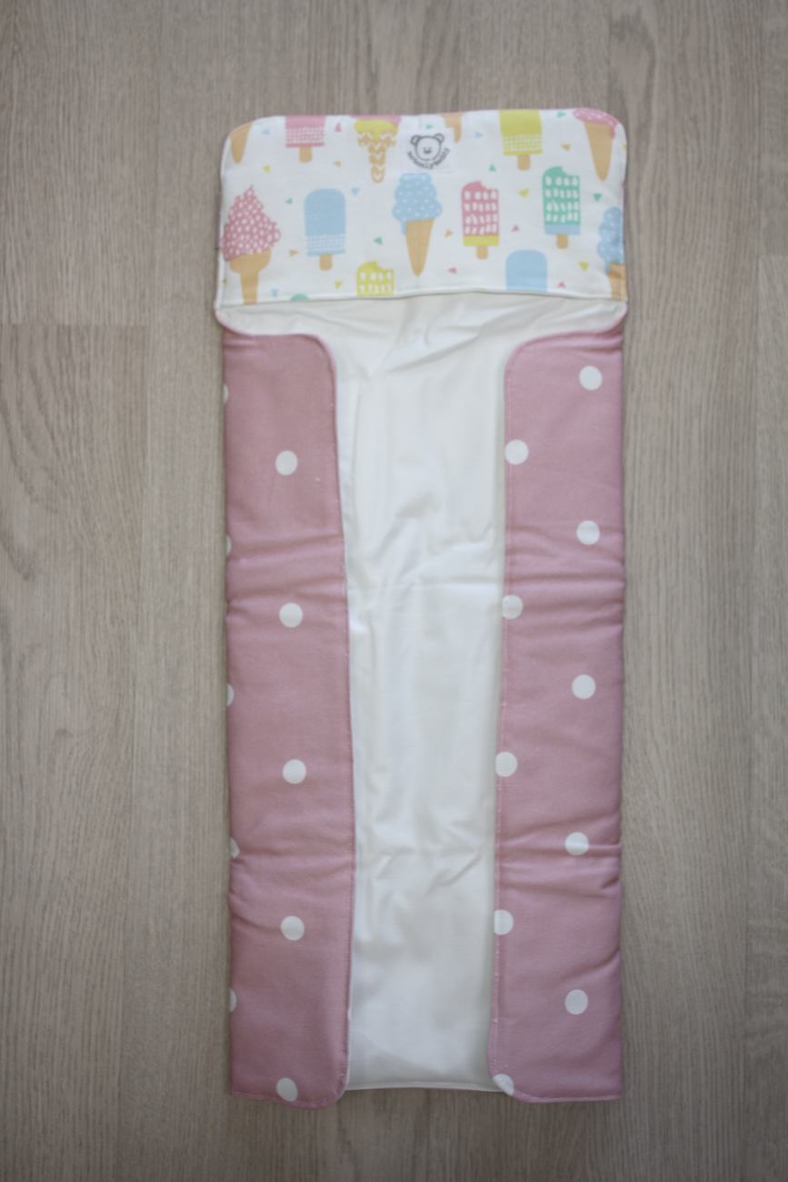 Fasciatoio da viaggio pieghevole con portapannolini – Rosa pois – interno bianco