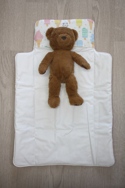 Fasciatoio da viaggio pieghevole con portapannolini – Rosa pois – interno bianco