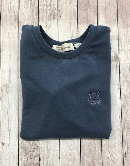 Felpa blu avio con toppe con stampa dinosauri - taglia 2-3 anni