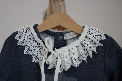 Felpa blu glitterata con stella in tulle