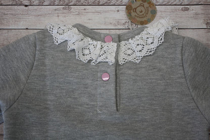 Felpa grigia glitterata con colletto di pizzo e Ballerina - taglia 3-4 anni