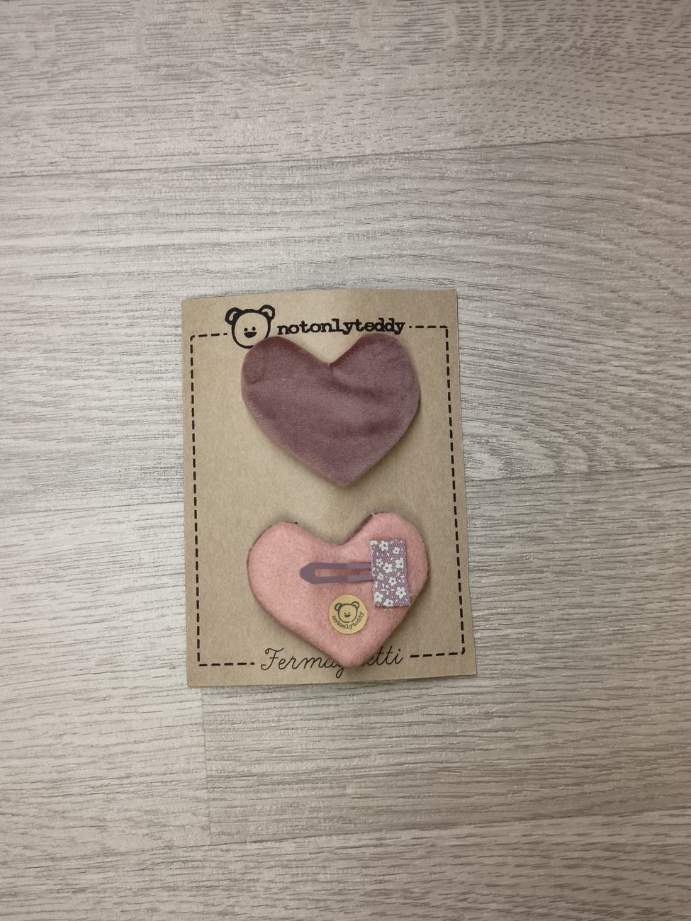 Fermaglietti per bimba a forma di cuore - Velluto (vari colori)