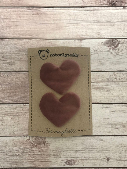 Fermaglietti per bimba a forma di cuore - Velluto (vari colori)