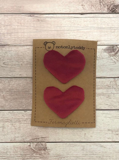 Fermaglietti per bimba a forma di cuore - Velluto (vari colori)