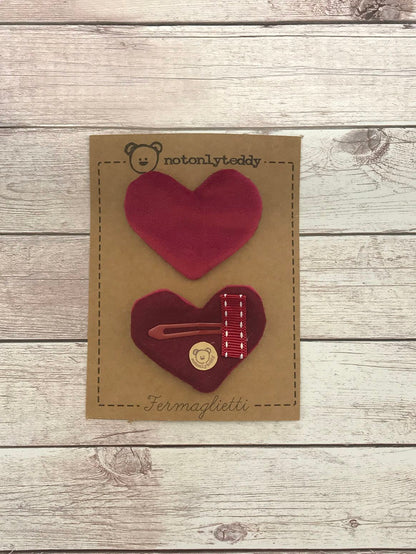 Fermaglietti per bimba a forma di cuore - Velluto (vari colori)
