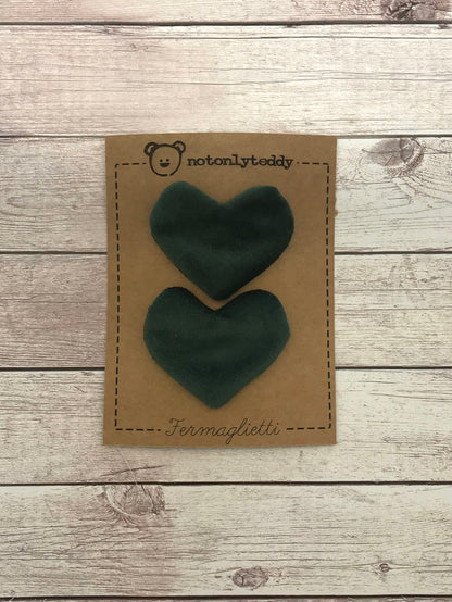 Fermaglietti per bimba a forma di cuore - Velluto (vari colori)