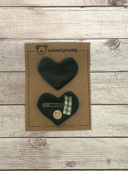 Fermaglietti per bimba a forma di cuore - Velluto (vari colori)