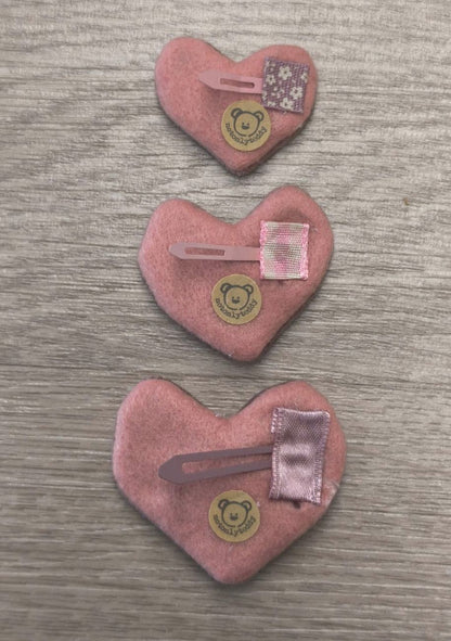 Fermaglietti per bimba a forma di cuore - versione piccolissima - Tartan rosso