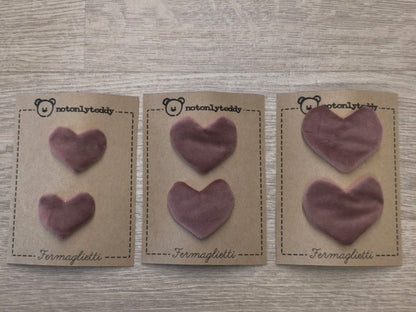 Fermaglietti per bimba a forma di cuore - versione piccolissima - Tartan rosso