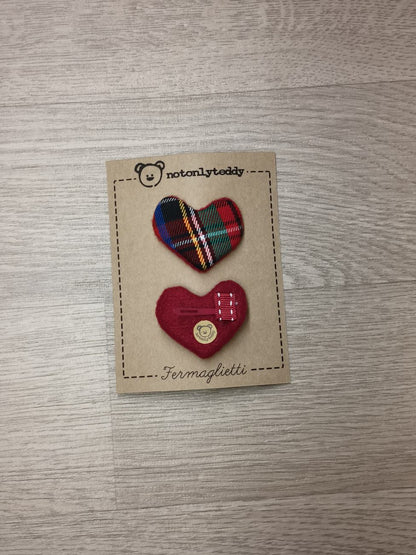 Fermaglietti Piccoli per bimba - Tartan rosso