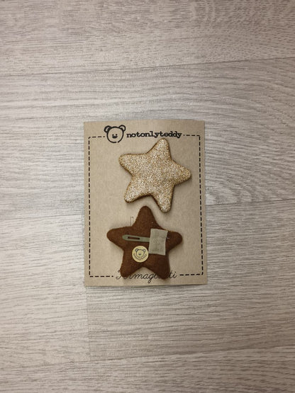 Fermaglietti per bimba piccoli a forma di stellina - Maglina glitter oro