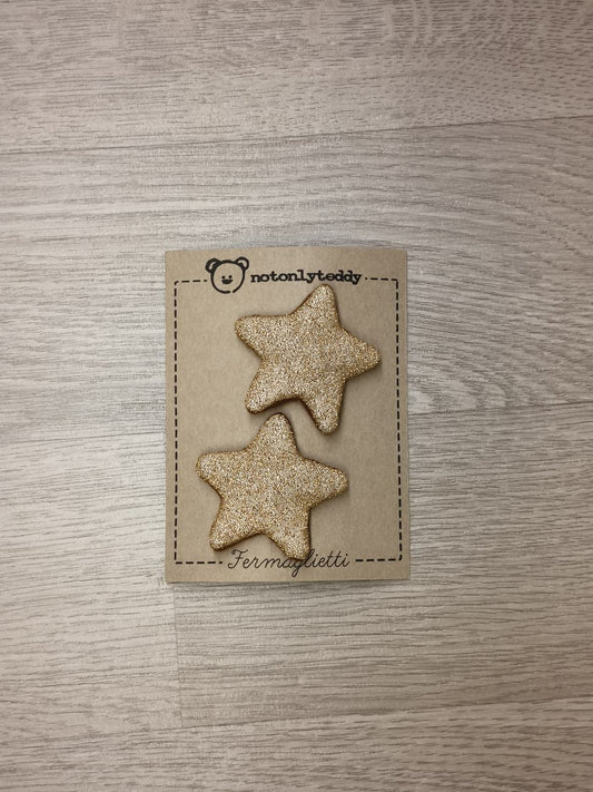 Fermaglietti per bimba piccoli a forma di stellina - Maglina glitter oro