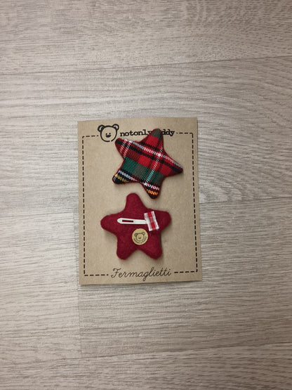 Fermaglietti Piccoli per bimba - Tartan rosso